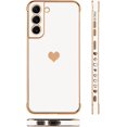 thumbnail image 4 of Compatible with Samsung Galaxy S22 5G Case Love Heart Plating Electroplate Luxury Elegant Case Camera Protector Soft TPU Shockproof Protective Corner Back Cover Galaxy S22 5G Case -White, 4 of 11