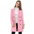 thumbnail image 2 of INSPIRE CHIC Women's Notched Lapel Collar Double Breasted Mid Length Overcoat, 2 of 7