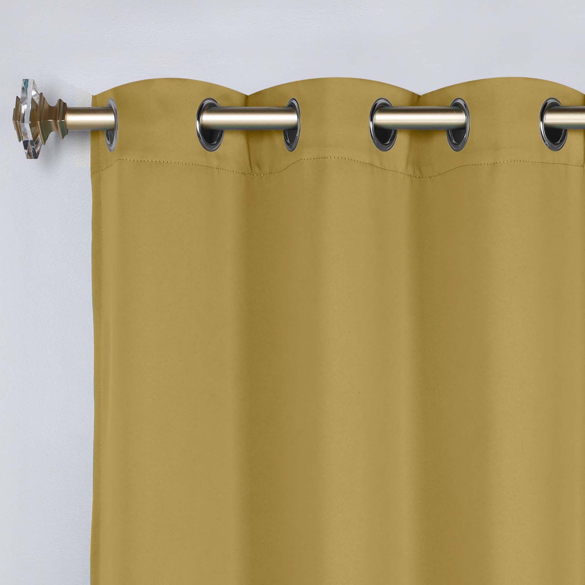 Superior Blackout Solid Light Filtering Grommet Curtain Panel Set, 42" x 96", Yellow Mustard