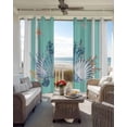 thumbnail image 6 of Summer Coastal Blackout Curtains for Bedroom Living Room Darkening Curtains 63 Inches Long Watercolor Shells Coral Starfish Ocean Blue Window Curtain 2 Panels Set Window Treatment Drapes 52"x63", 6 of 9