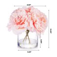thumbnail image 4 of Enova Home Artificial Flowers Large 4 Heads Silk Peony Fake Flowers Arrangement in Cylinder Glass Vase with Faux Water for Home Office Wedding Decoration (Pink), 4 of 4