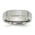 thumbnail image 1 of Stainless Steel Ridged-Edge 6mm Satin and Polished Band Ring 7 Size, 1 of 6