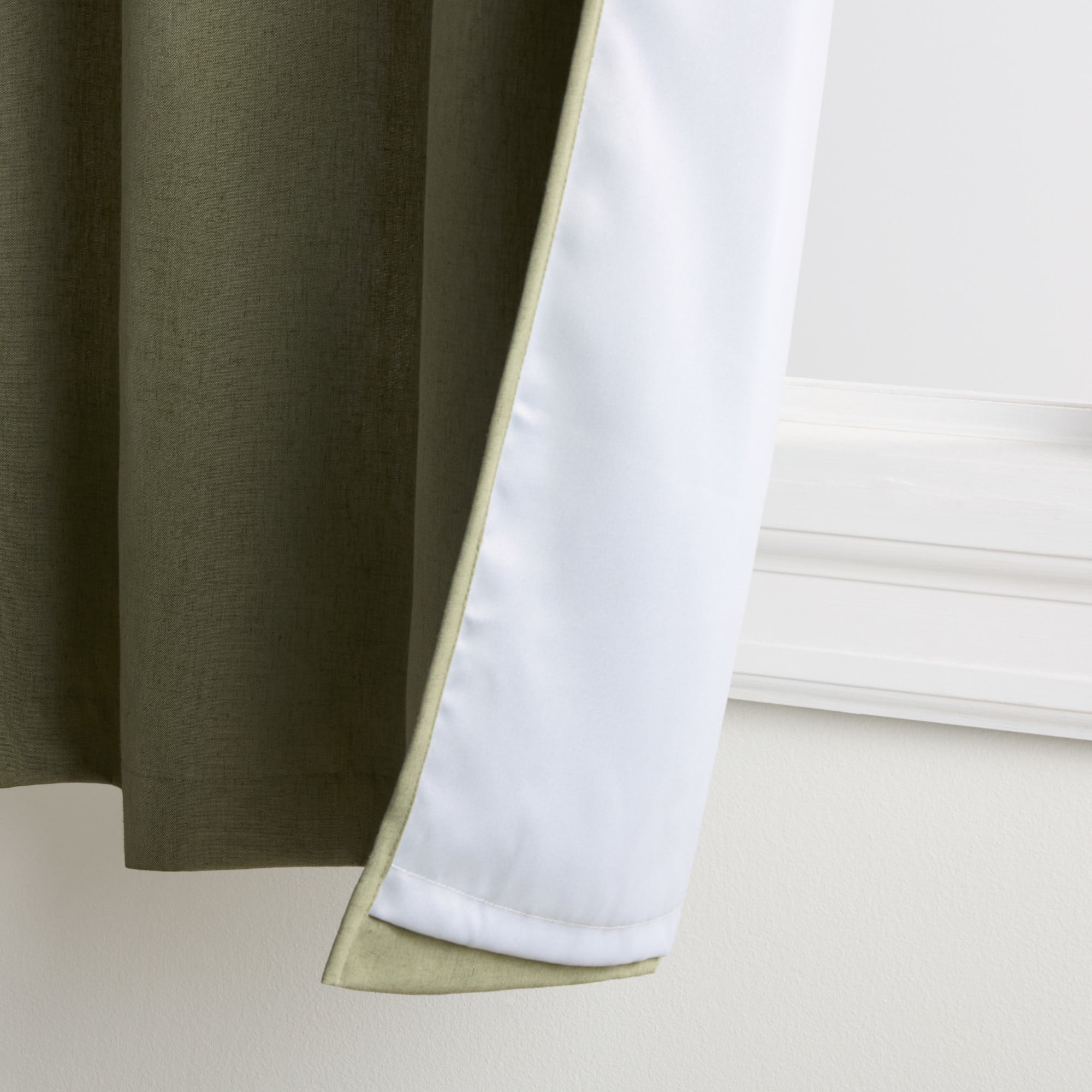 TOWN & COUNTRY BASICS Bertram Solid Linen Texture Indoor Curtains, Room Darkening with Energy Efficient Lining, Grommet Top, 2-Pack Set, Sage Green, 50"x96"
