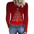 thumbnail image 7 of Craaazy Christmas Blouses for Women Long Sleeve Round Neck Slim Fit Stretch Knit Tops Festive Graphic Print Pullover for Party Casual Outfits Gifts, 7 of 7