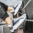 thumbnail image 5 of XIMIN Men's Suede Leather Platform Lace-Up Low Top Colorful Block Sneakers Non Slip Fashion Comfortable Lightweight Street Style Walking Workout Sport Work Tennis Shoes, 5 of 5