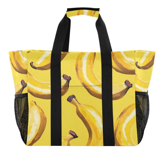 Large Hand-Held Storage Bag Kitchen Reusable Grocery Bags, Travel Tote Bags, Waterproof Tote,Laundry Bag,Beach Bag, Pool Bag Big Yellow Banana