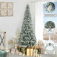 thumbnail image 6 of Naomi Home 6.5ft Slim Snow Flocked Christmas Tree with Lights, Realistic Frosted Skinny Pencil Christmas Tree Prelit with 864 Branch Tips, 250 Warm Lights and Metal Stand, Aritificial Christmas Tree, 6 of 9