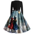 Hkibbfh Womens Halloween Dress Vintage Hepburn Dress Witch Printed Long
