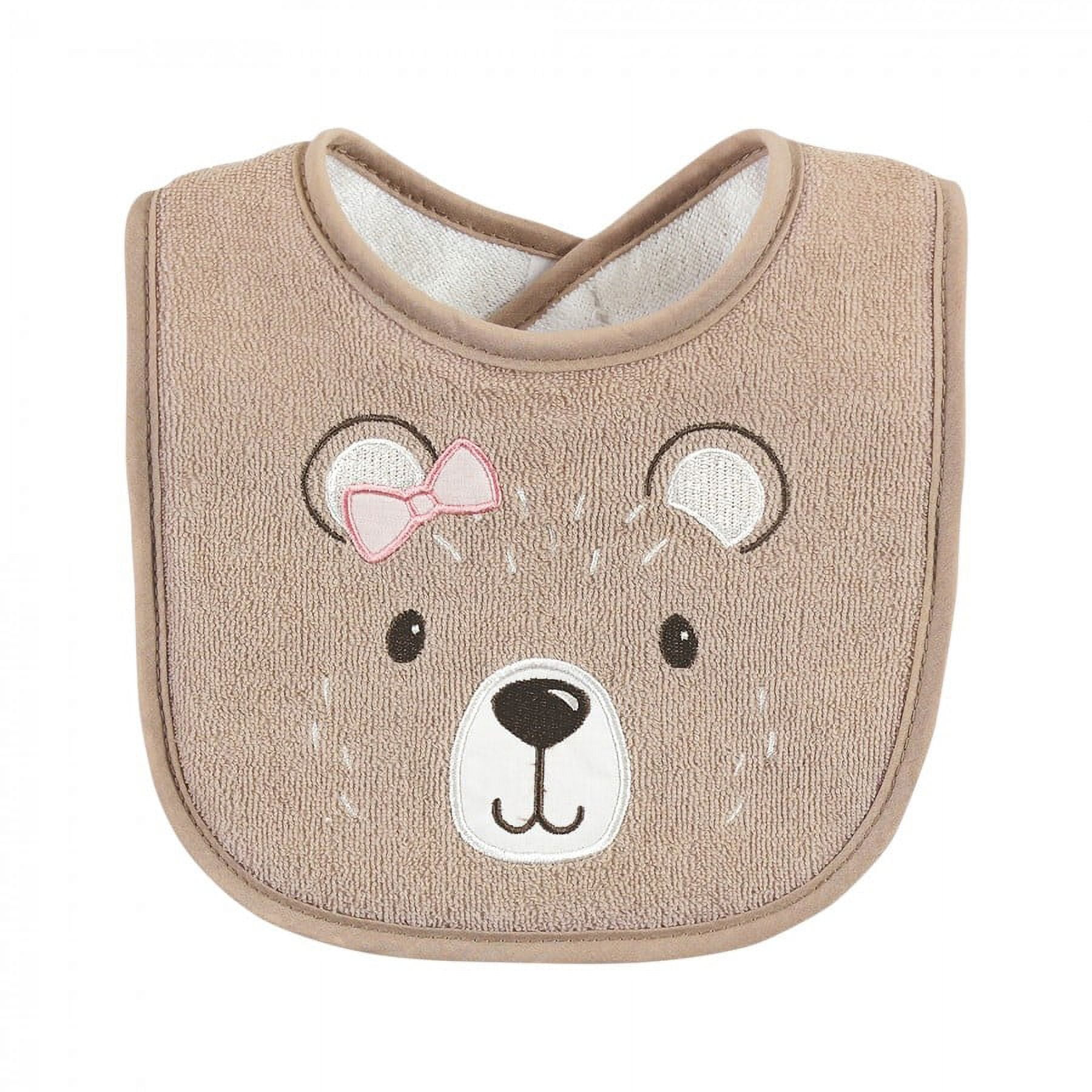 Hudson Baby Infant Girl Cotton Terry Drooler Bibs with Fiber Filling, Girl Moose Bear, One Size