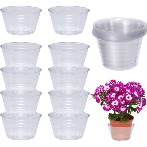 20 Pieces Plastic Plant Saucers,Happon Clear Deep Drip Trays,Thickened Saucers for Pots, Plant Drip Trays for Home Garden Indoor and Outdoor Potted Plants(5 inch)
