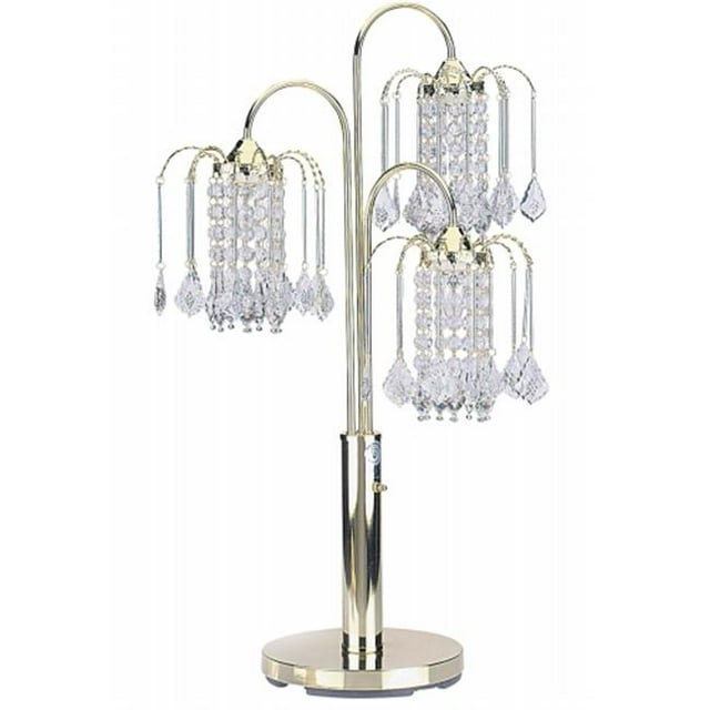 Ore International 716G Polished Brass Finish Table Lamp with Crystal-Like Shades