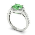 thumbnail image 2 of Halo Engagement Ring for Women - 1.86ct Simulated Green Diamond in 14K White Gold Promise Ring, 2 of 6
