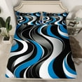 thumbnail image 2 of Manfei Modern Geometric Adult Full Size Sheets, Blue Stripes Bed Sheets, Minimalst Minimalism Sheet Sets, Breathable Home Decor, 4pcs, 2 of 7