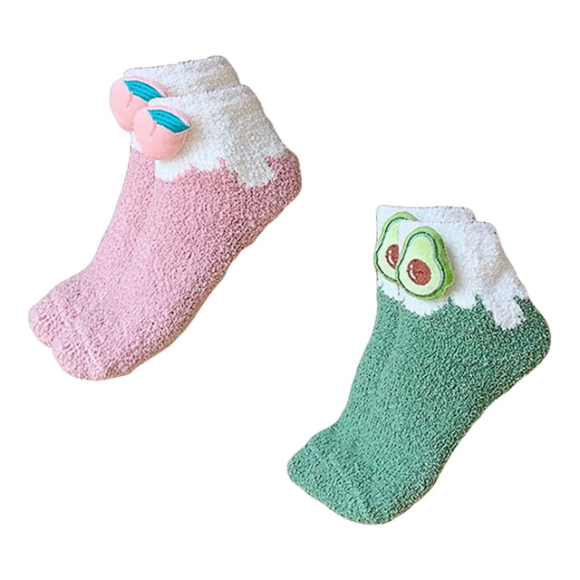 unbranded 2Pares Calcetines De Coral Fleece Con Estampado De Para Looks Casual Y Festivos