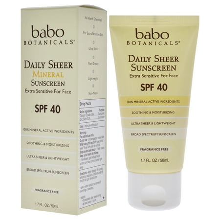 Babo Botanicals Daily Sheer Mineral Sunscreen SPF 40 , 1.7 oz Sunscreen