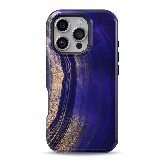 DesignSkinz Scratch-Resistant Hard Slim Case Compatible with iPhone 16 (Compatible with MagSafe) - Vivid Agate Vein Slice Blue V2