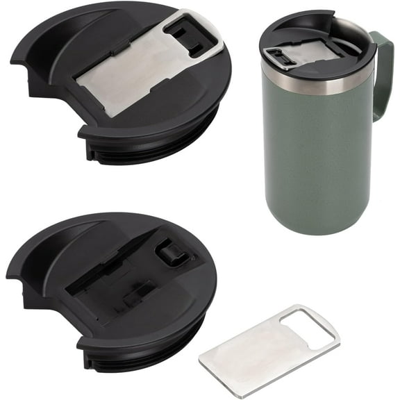 Replacement Cup Lid Compatible with Stanley 24oz Classic Legendary Camp Mug, Cup Cover with Bottle Opener, Wide Mouth Beer Lid, Black