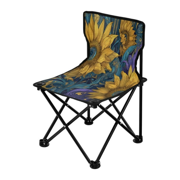 Folding Chair（Maximum weight capacity 220lb）Camping Chair For Camping Picnicking Outdoor Beach and Travel Abstract Sunflowers