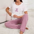 thumbnail image 7 of Nmnitkp Pajamas for Women Set Sleep Aid Womens Pajamas Comfortable Women Fashion Leisure Love Round Neck Short Sleeve Pajamas Trousers Home Service Two-piece Suit, 7 of 7