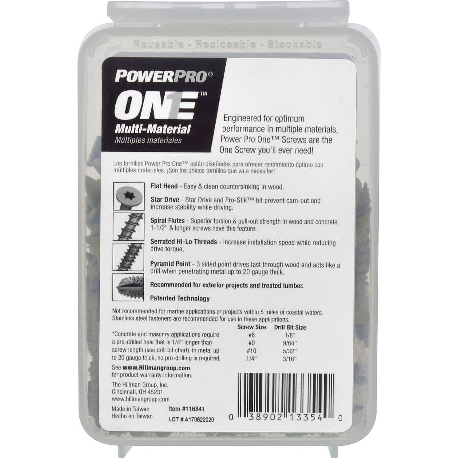 Power Pro One 5012066 No.10 x 1.5 in. 1 lbs Hillman Star Flat Head Bronze Steel Multi-Material Screw - Pack of 122