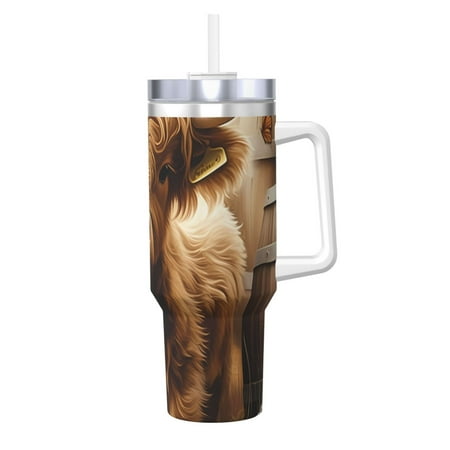 

Logiee Cute Calf Butterflies A Print 40OZ Ice Bully Cup with Handle and Straw Double Wall Stainless Steel Tumbler Travel Coffee Cup with Lid Summer Insulation and Cooling Cup