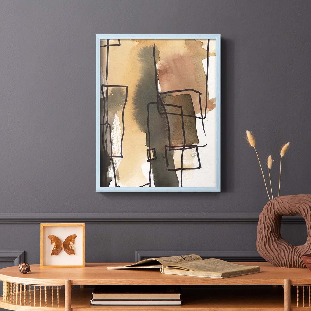 Retro Vibe III in Blue Solid Wood 8 x 10 Framed Print