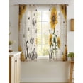 thumbnail image 4 of Vintage Sunflowers Sheer Curtains 39 Inch Length 2 Panels Set for Living Room/Bedroom, Spring Summer Retro Bees Yellow Floral Kitchen Curtains Grommet Curtains Window Treatments 27.5"x39"x2, 4 of 7