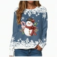 thumbnail image 4 of Towmus Christmas Sweatshirts for Women Loose Fit Snowman Printed Graphic Sweatshirts Roundneck Fall Pullover Tops, 4 of 8