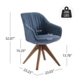 thumbnail image 5 of Art Leon Mid-Century Modern Accent Side Chair, 360° Swivel No Wheels, Linen Upholstered Oak Legs, for Study Living Room Bedroom, Blue, 5 of 9