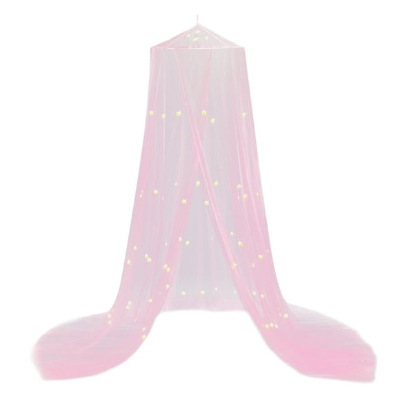 TFixol Luxury Bed Canopy Anti-mosquito Net with Fluorescent Stars Glow in Dark Universal Mosquito Mesh Net Hammock Play-Den Easy Setup for Kid Full King Single-Sized Bed Suitable for Baby Kids Girls A