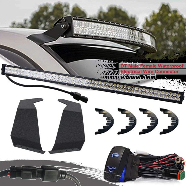 Turbosii Dot 52 Inch Led Light Bar Offroad Driving Lights With Roof Upper Windshield Mounting Mount Brackets Kit With Dt Wiring Harness Rocker Switch Walmart Com Walmart Com