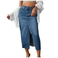thumbnail image 2 of Denim Skirt Women Jean Skirt with Pockets Mid High Waist Stretchy Bodycon Womens Midi Skirts Blue XXL, 2 of 8