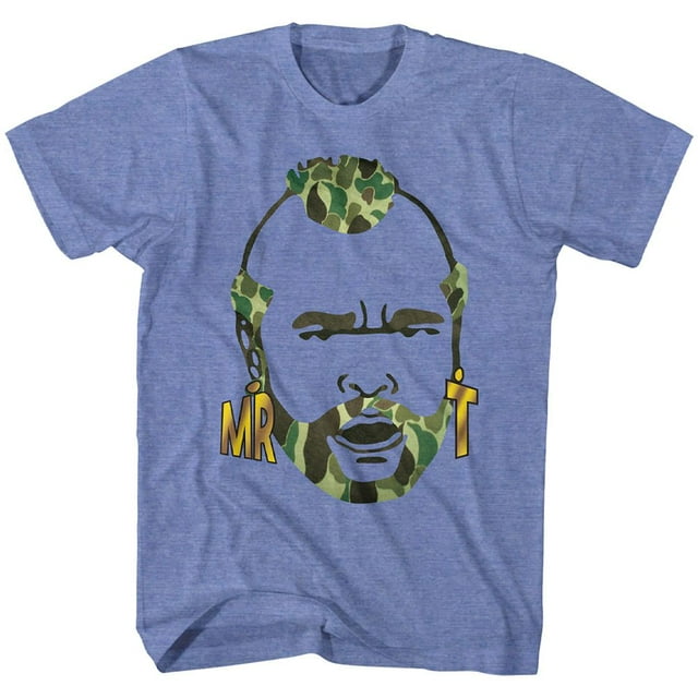 Mr. T T-Shirt pour Adulte Camouflage Cheveux Bleu Pâle Chiné 2TG