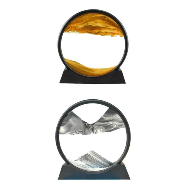 2 Uds. Artística de Arenas Móviles 3D Paisaje de Dinámico 7 Pulgadas Amarillo Negro. Sunnimix Cuadro de arte de arenas en movimiento
