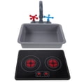thumbnail image 1 of ColoMX Juego de cocina de simulación: Juego de cocina infantil con grifo de fregadero, cocina de inducción realista, accesorios para juegos de rol, lavavajillas, juguete para fiestas., 1 of 8