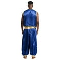 thumbnail image 2 of Aislor Men's Halloween Arabian Prince Costume 2 Piece Persian Cosplay Vest Long Pants Outfits Royal Blue&Royal Blue 4XL, 2 of 7