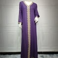 thumbnail image 6 of Women's Fall And Winter Muslim Fashion Lace Ethnic Style Dress Purple, 6 of 6