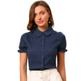 thumbnail image 1 of INSPIRE CHIC Chemise à Manches Courtes pour Femme en Coton à Imprimé Floral avec Col Peter Pan, 1 of 6