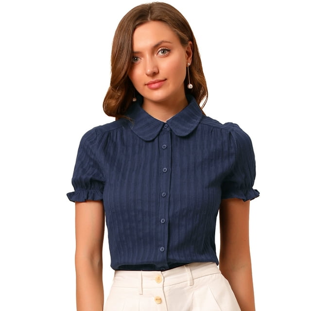 INSPIRE CHIC Chemise à Manches Courtes pour Femme en Coton à Imprimé Floral avec Col Peter Pan