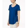 JM Women's Collection Scoop-Neck Top Bright Blue Size Small
