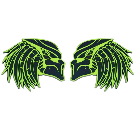 Green/Black Right & Left Facing Predator Emblem Badge (Set of 2) Auto Car Truck