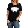 thumbnail image 2 of ABPHQTO Camiseta negra con cuello redondo y estampado gráfico de plantas para mujer, 2 of 5