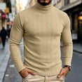 thumbnail image 2 of Men's Stretch Muscle Tshirts Turtleneck Long Sleeve Knit Tees Casual Slim Fit Basic Shirt Tops Business Casual Workwear, 2 of 9