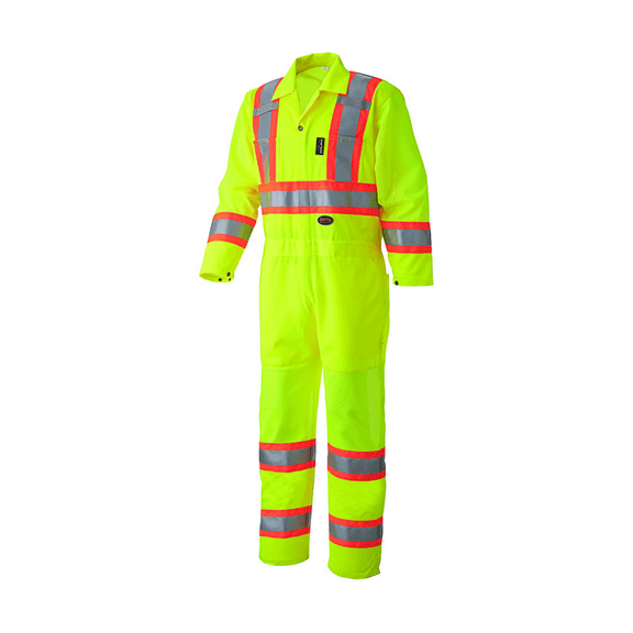 Pioneer Coverall - Hi-Viz - Traffic Safety - Color:  Hi-Viz Yellow/Green  - Size: M