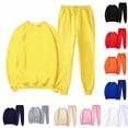thumbnail image 4 of Glisme Girls Outfit Set Solid Color Long Sleeve Crew Neck Tops With Drawstring Pants Outfit Quick Dry Girls Set Size 8-9 Years Blue, 4 of 4