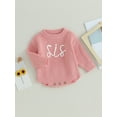 thumbnail image 3 of Bagilaanoe Newborn Baby Girl Knit Romper Sweater Long Sleeve Bodysuits Letter Embroidery Pullover 3M 6M 9M 12M 24M Infant Warm Jumpers Tops Fall Loose Knitwear, 3 of 8