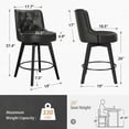 thumbnail image 2 of Dycanpo 26" Swivel Counter Height Bar Stools Set of 3 with Back Faux Leather for Home Kitchen, Black, 2 of 11