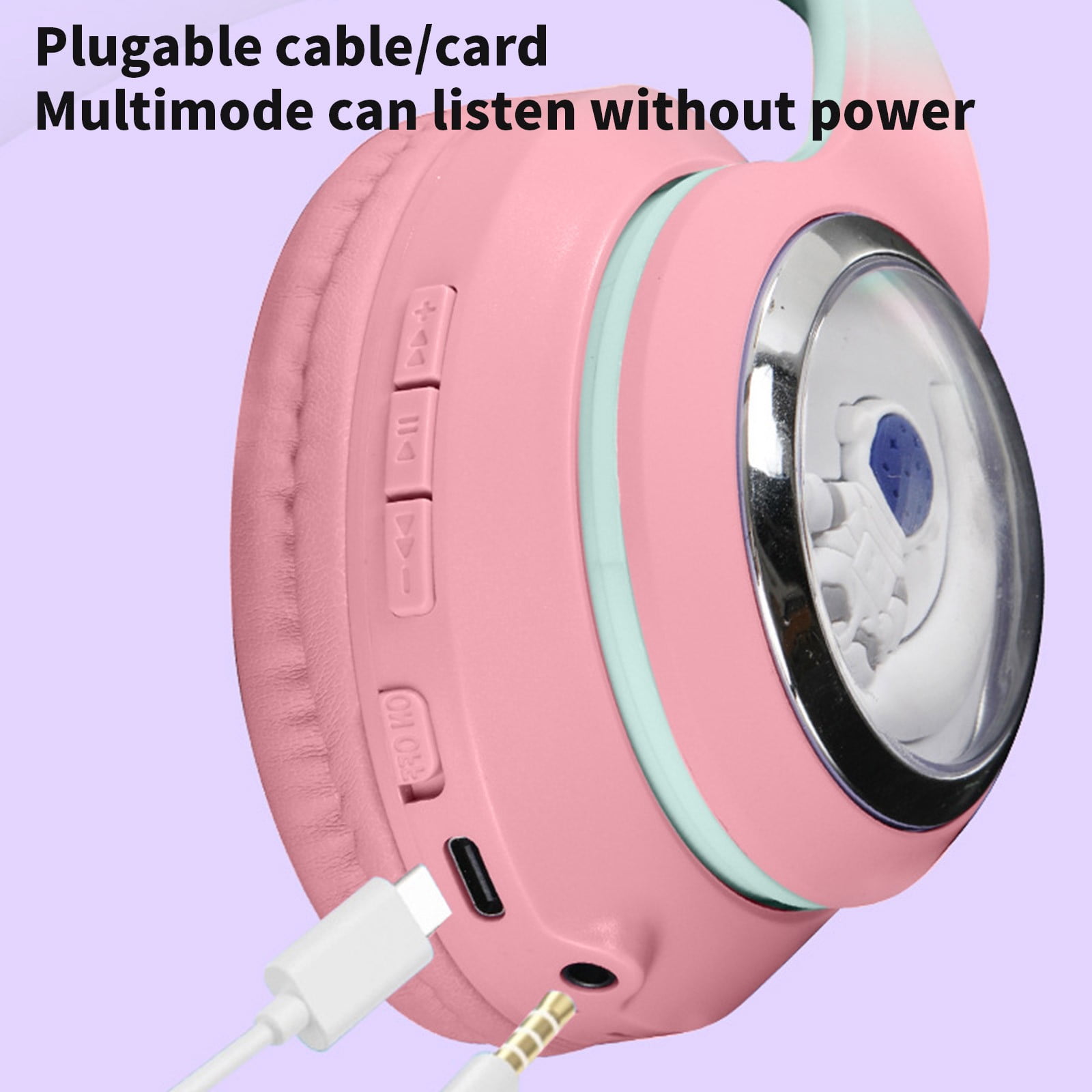 Noise Canceling Wireless Headphones Bluetooth Over The Ear Headset with Microphone and Alexa Built-in - Pink