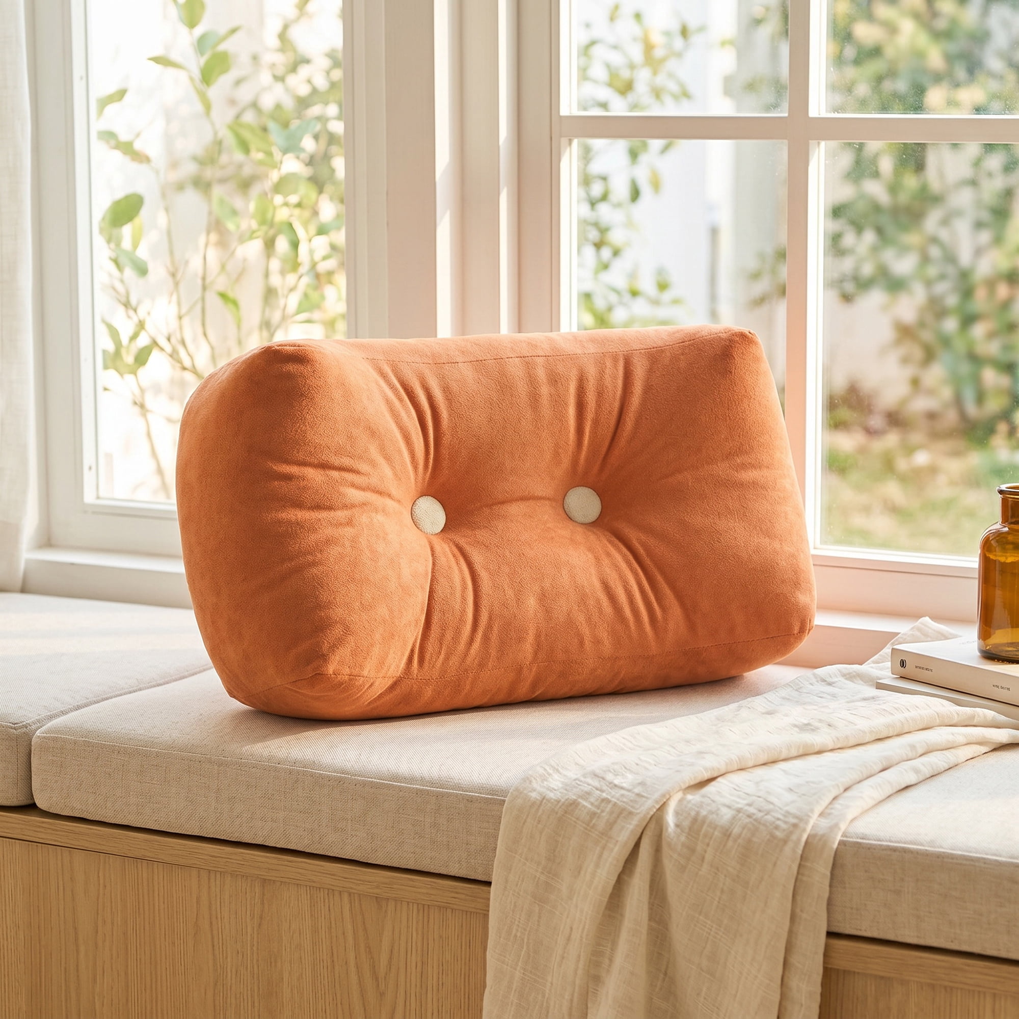 Unique Bargains Lumbar Pillow Cotton Back Support Sunset Orange 18.9" x 9.8" x 7.5"