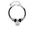 thumbnail image 2 of Delight Jewelry Silvertone Crown with Crystals and Textured Bottom Godmother Celtic Knot Leather Bead Bracelet, 7"+2" Extender, 2 of 4